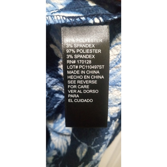 NWT Womens Short Sleeve Dark Floral Babydoll Dress Sz XL Blue Gauze Tiered - Picture 8 of 9